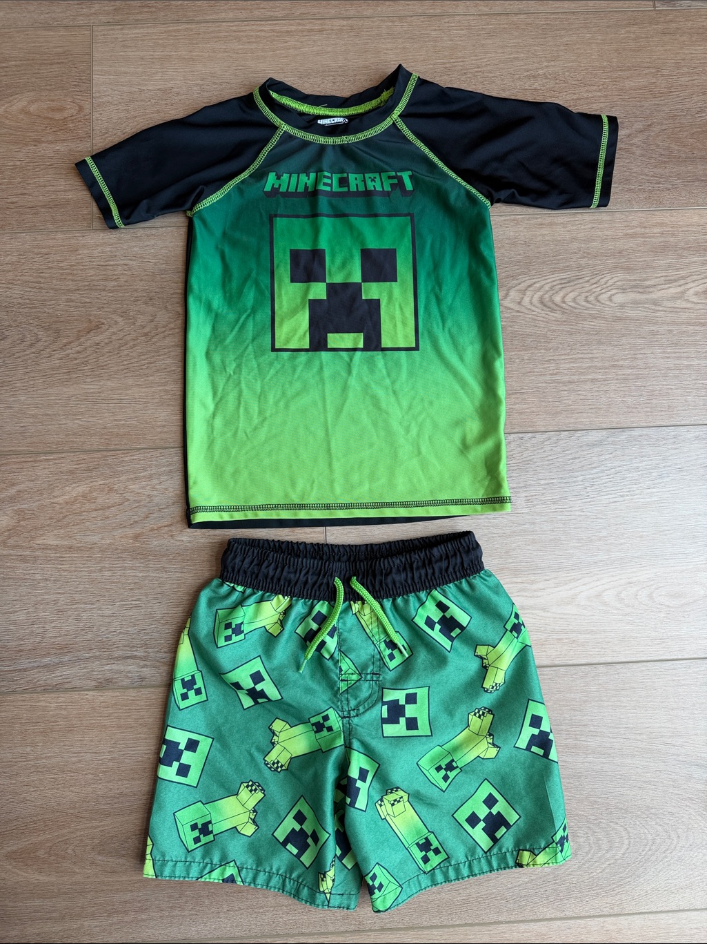 Boys Minecraft Rash Guard Swim Set
